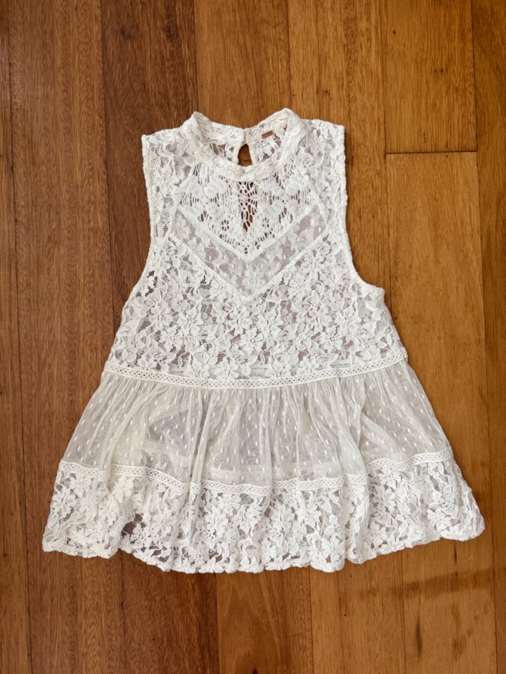 Free People Ivory Lace Peplum Camisole